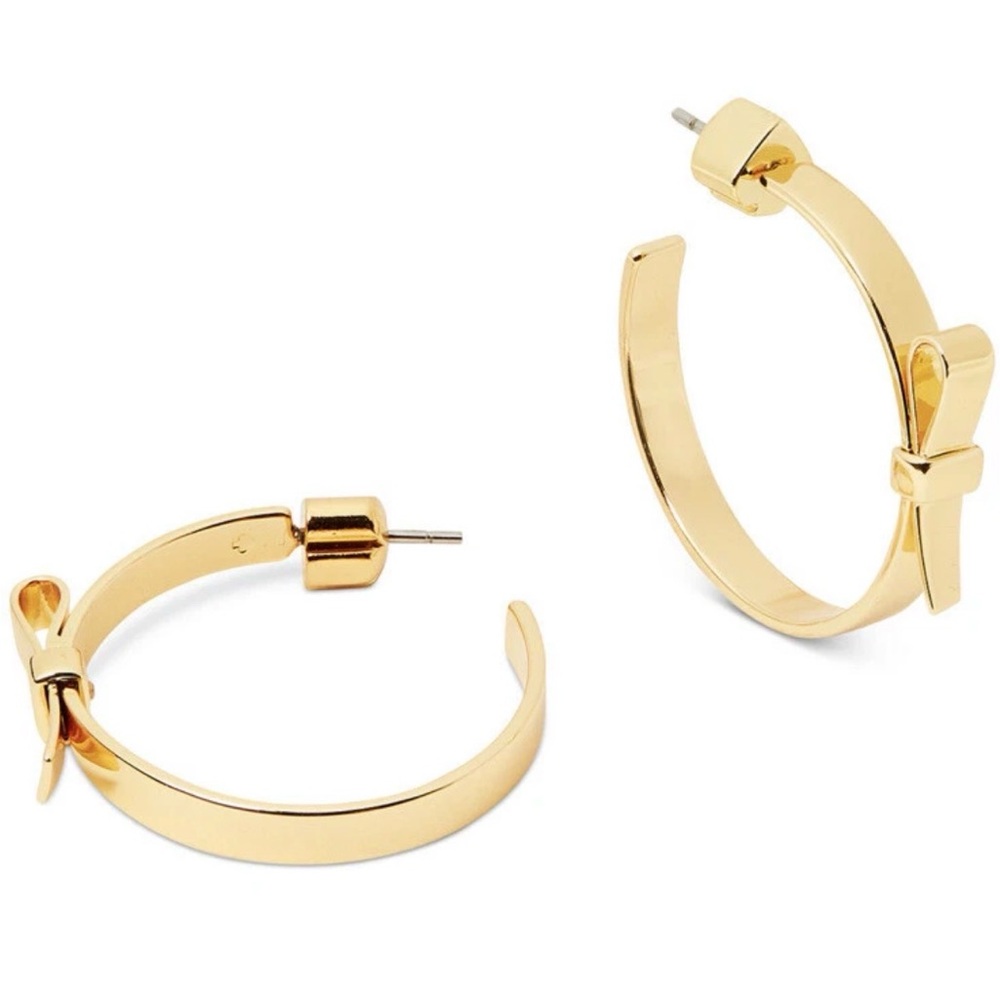 kate spade New York Gold Ribbon Bow Hoop Earrings - Picture 2 of 2